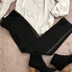 Black leather stripe legging NWT